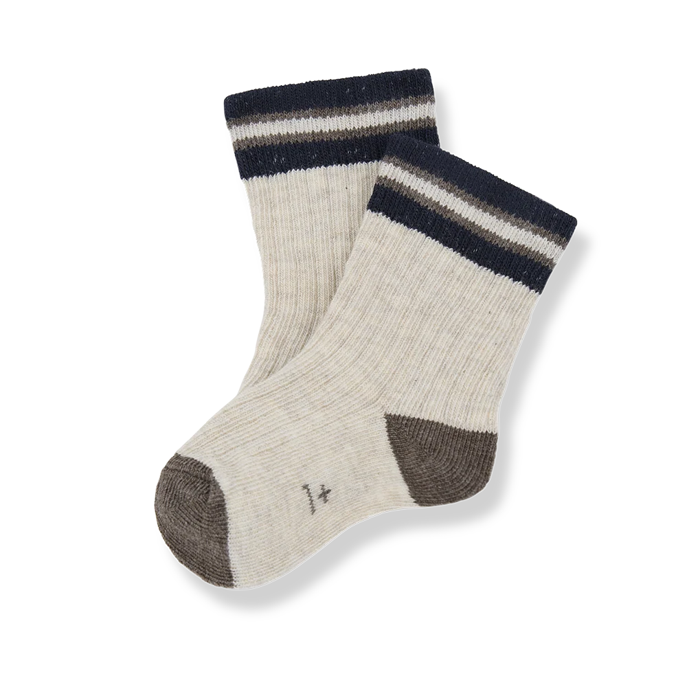+1 in the Family – Sicilia Ribbed Plain Socks in Rice