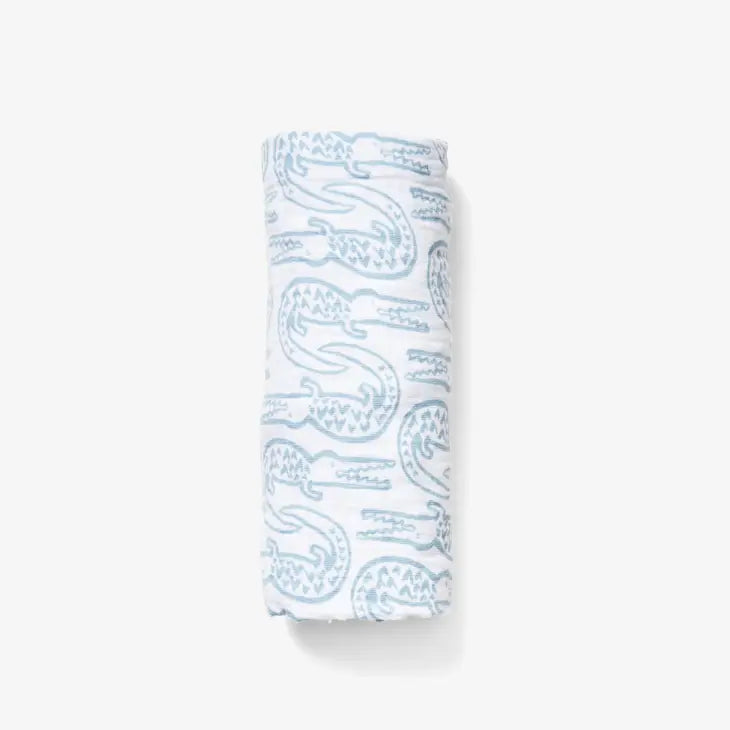 Lewis – Swaddle in Bay Blue Alligators