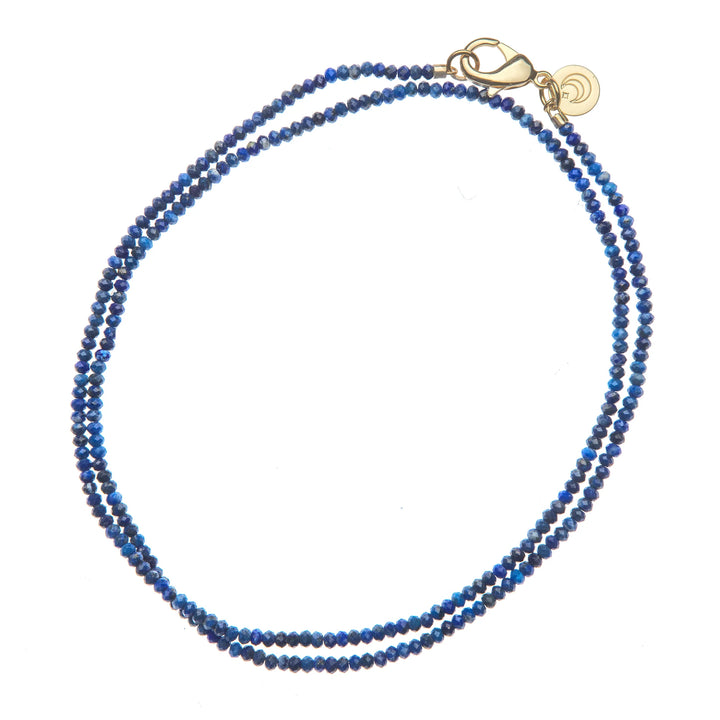 Jane Winchester - Double Wrap Diamond Cut Beaded Necklace in Lapis