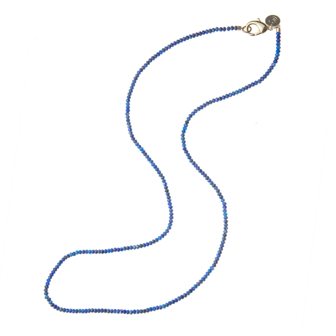 Jane Winchester - Double Wrap Diamond Cut Beaded Necklace in Lapis