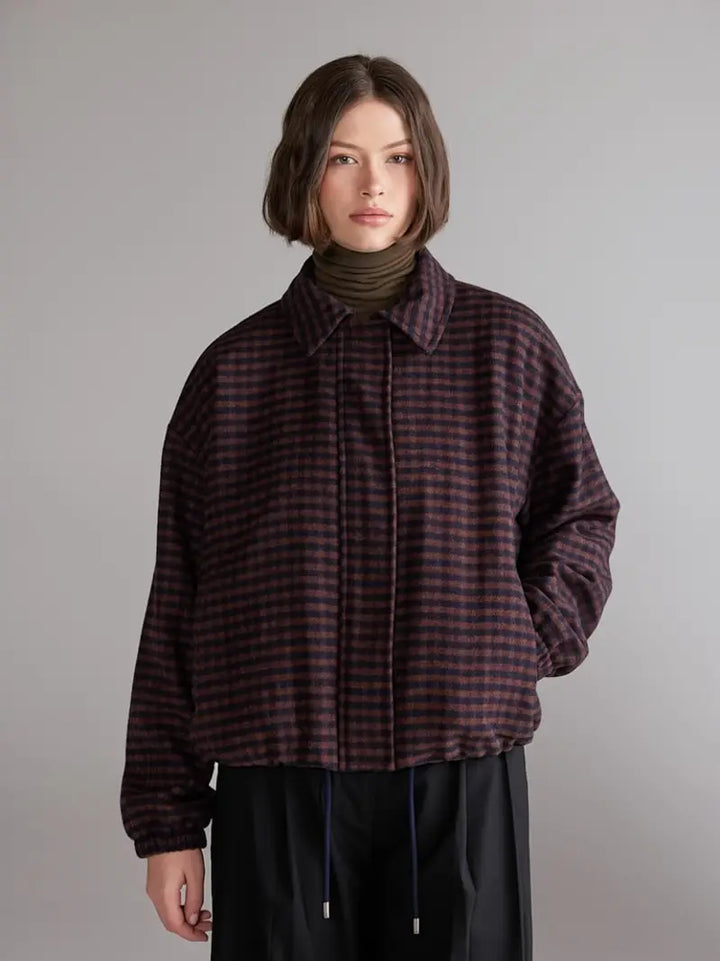 Amente – Gingham Jacket in Wine & Black