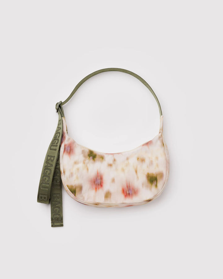 BAGGU - Small Nylon Crescent Bag in Abstract Floral