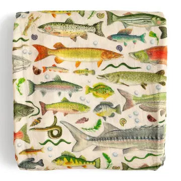 One Canoe Two Paper Co - Freshwater Fish Muslin Baby Swaddle Blanket