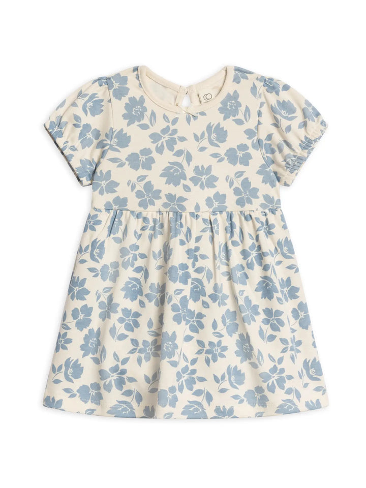 Colored Organics - Organic Rhoda Puff Sleeve Bodysuit Dress in Gia Floral/Rain