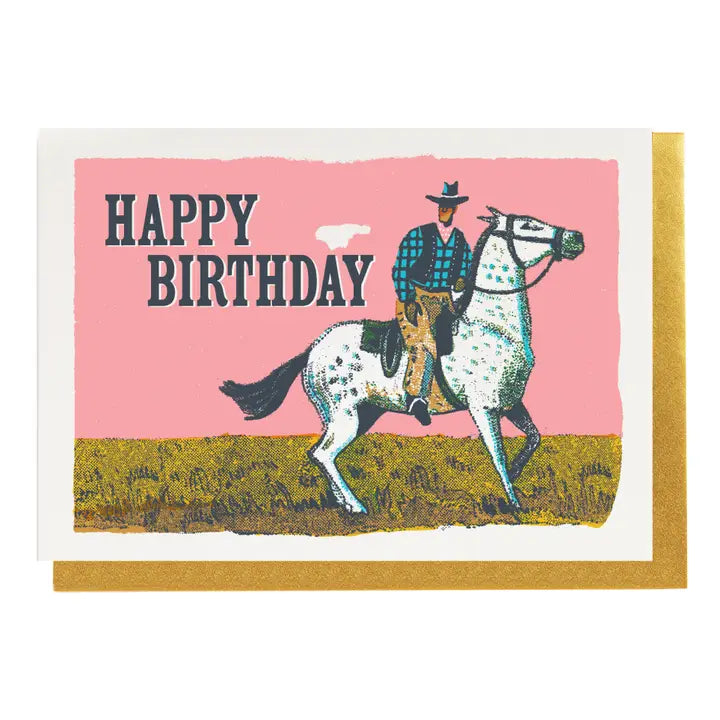 Archivist Gallery - Pink Cowboy Birthday Greeting Card