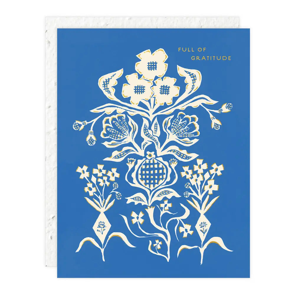 Seedlings - Blue Floral Bouquet Thank You Card