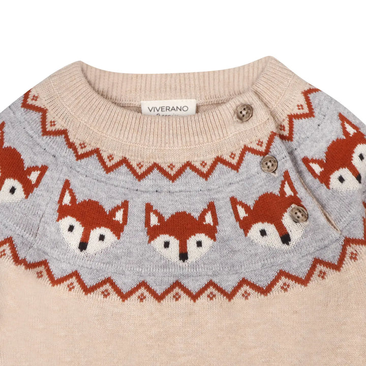 Viverano Organics – Fox Jacquard Fair Isle Knit Pullover