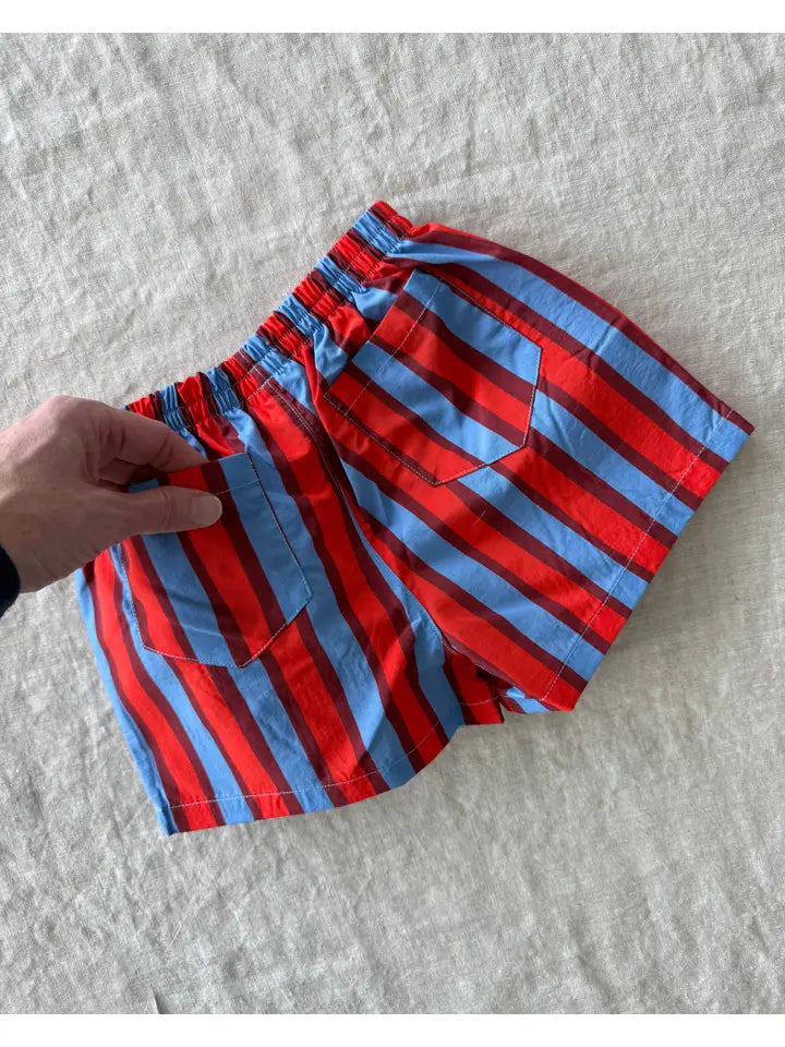 Lewis – Trail Shorts in Multi Stripe Candy Apple