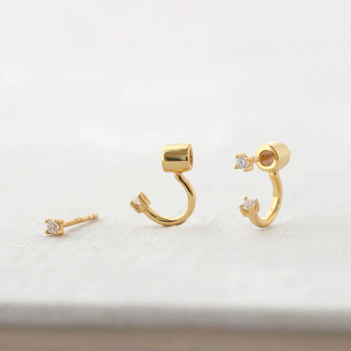 Kris Nations – Petite Crystal Arc Earring Jackets in Gold Vermeil