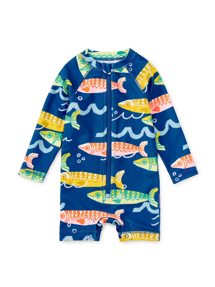 Tea Collection – Rashguard Baby Swimsuit in Sardinas del Mar