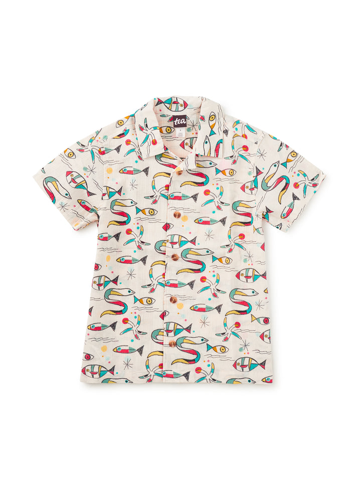 Tea Collection – Button Down Camp Shirt in Mar de Miro