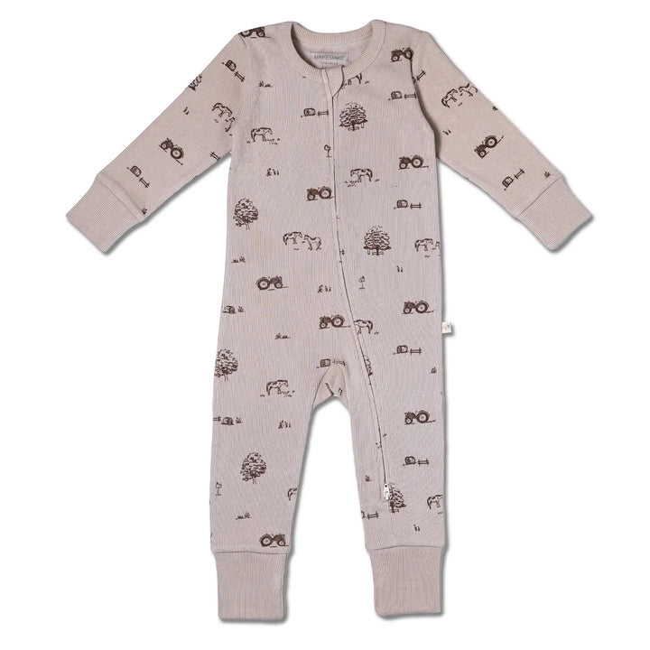 MakeMake Organics - Organic Cotton 2-Way Zip Romper in Farm