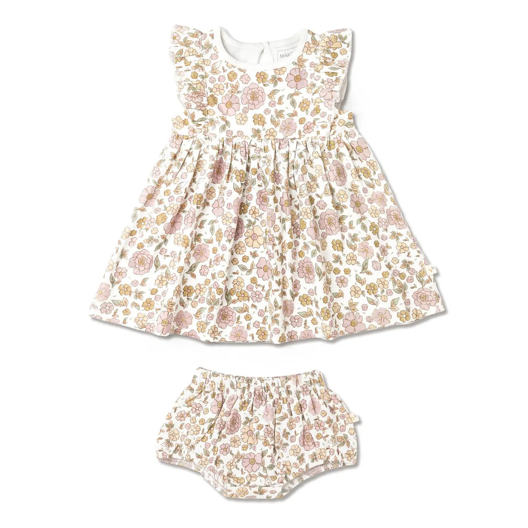 MakeMake Organics - Organic Flutter Dress & Bloomers in Summer Garden
