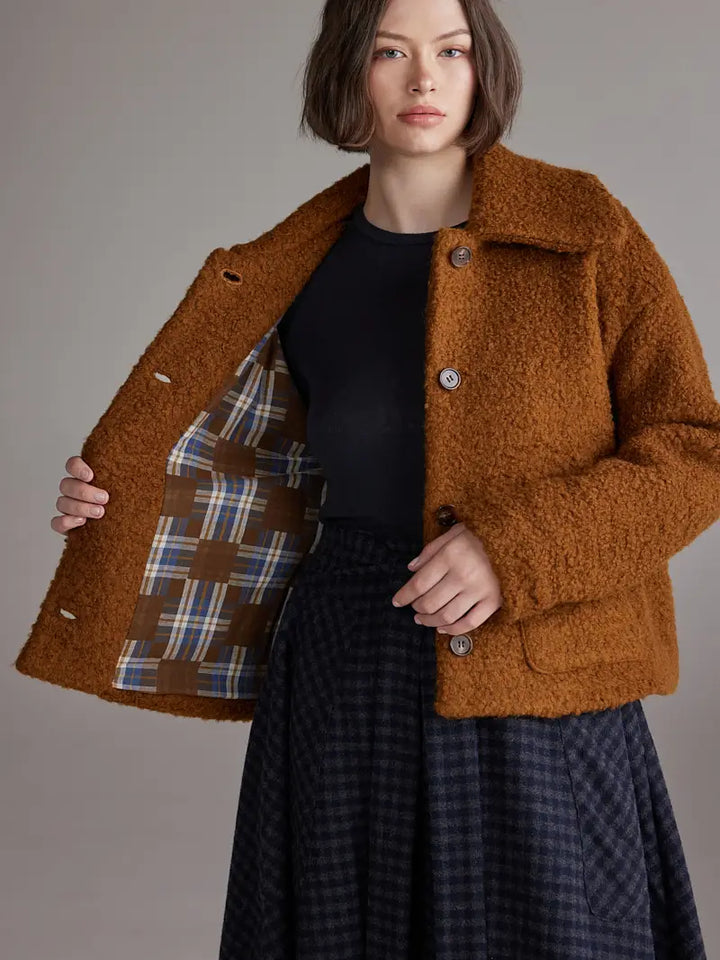 Amente – Wool Teddy Jacket in Light Brown