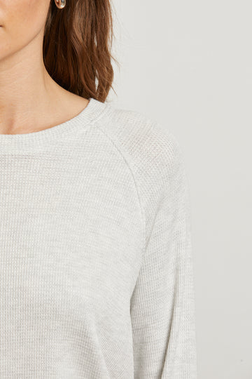 Perfect White Tee – Cooper Brushed Waffle Long Sleeve Raglan Tee in Ash