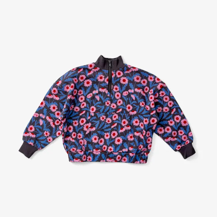 Lewis – Quarter Zip Sweatshirt in Daisy Moonlit