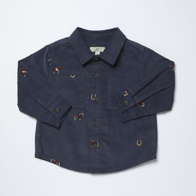 Pink Chicken – Long Sleeve Jack Shirt in Horse Embroidery