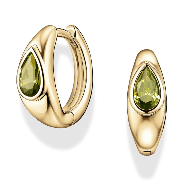 Mod + Jo - Tally Pear Huggie Hoops in Olive Quartz