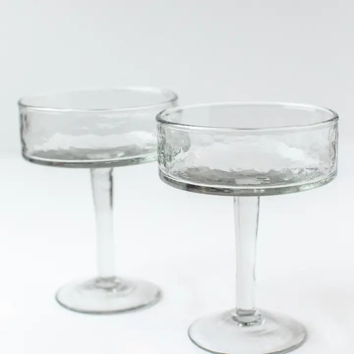 Creative Women - Handblown Hammered Coupe Cocktail Glass in Clear