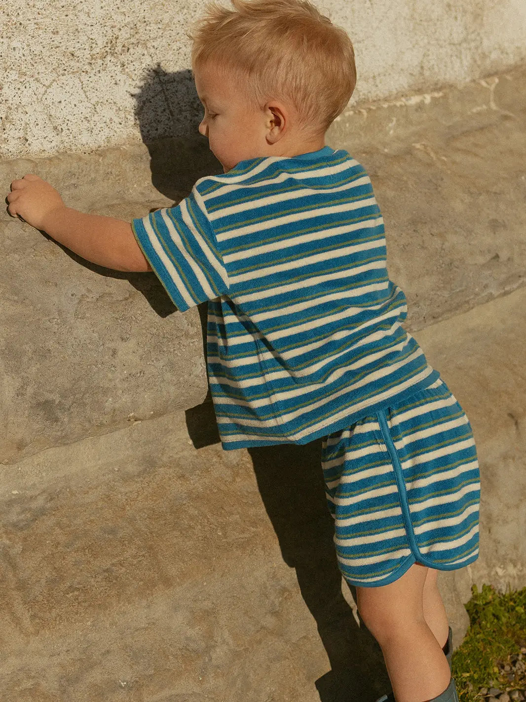 Winnie + Crew - Sterling Set in Thin Blue Green Stripe