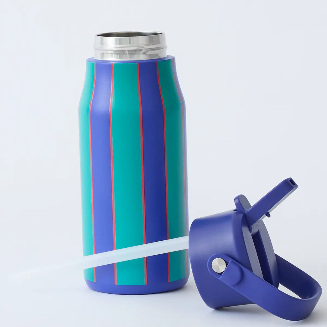 Kindred Bravely -  Cool Kid Water Bottle in Navy and Green Stripe