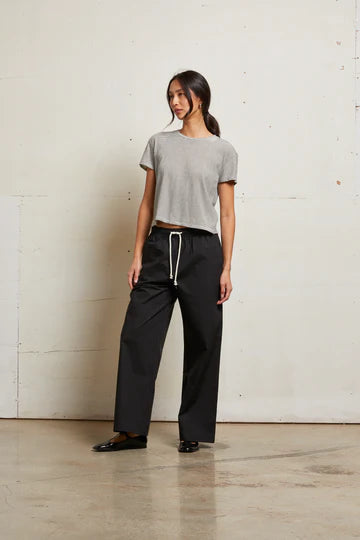Perfect White Tee - Harley Boxy Crew in Ivory and Black Stripe