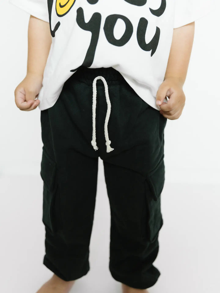 Little One Shop – Cotton Cargo Joggers in Black