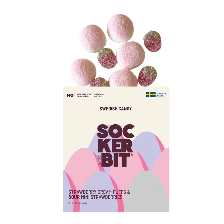 Sockerbit – Sweet & Sour Strawberry Field Swedish Candy Easter Mix 2.8 oz