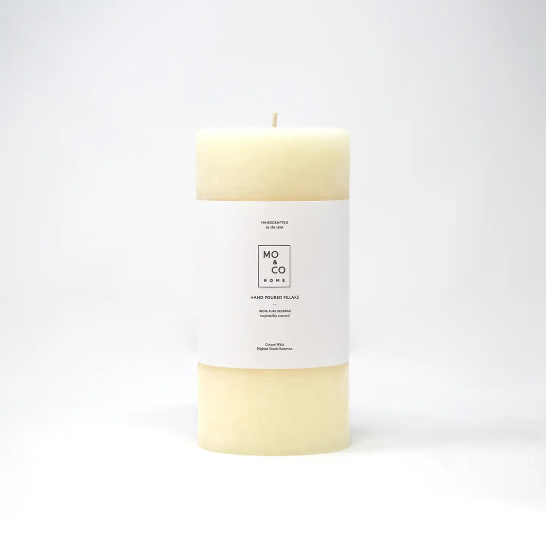 Mo&Co Home - Beeswax Pillar Candles in Natural White