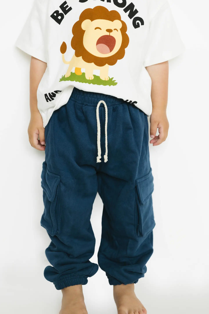 Little One Shop – Cotton Cargo Joggers in Navy