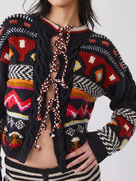 Tach – Narnia Multicolor Knit Sweater in Black Multi