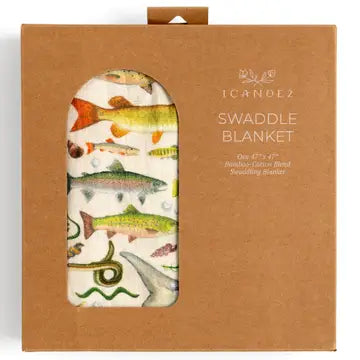 One Canoe Two Paper Co - Freshwater Fish Muslin Baby Swaddle Blanket