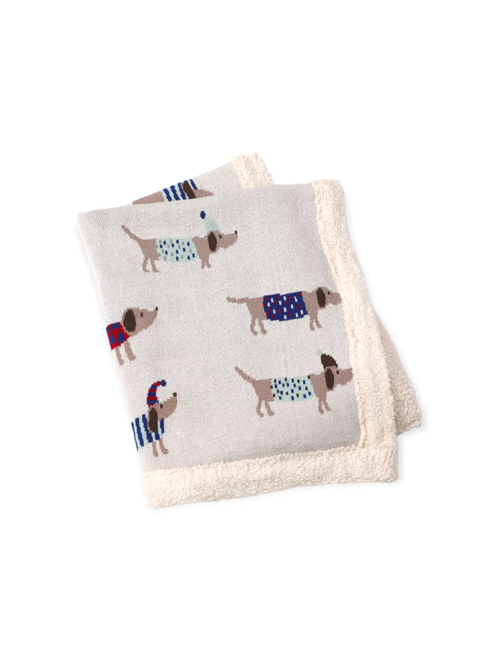 Cozy Sherpa Knit Baby Blanket in Dachshund Dog