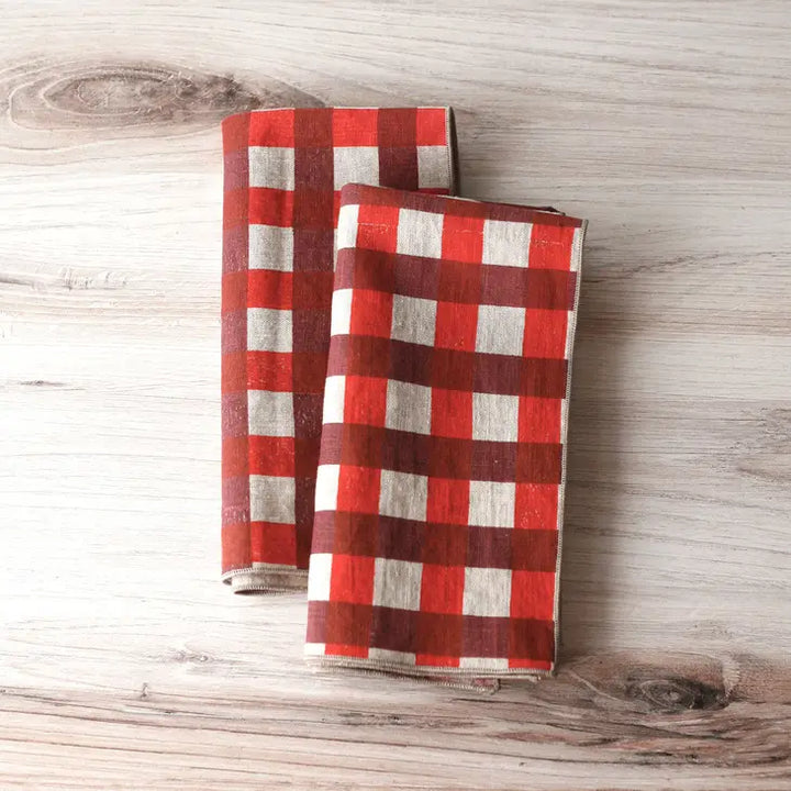 Willow Ship – Holiday Table Plaid Dinner Napkins in Mulled Wine – Set of 2i