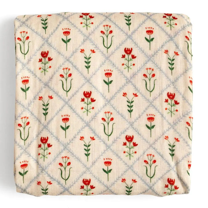 One Canoe Two Paper Co - Floral Diamond Muslin Baby Swaddle Blanket