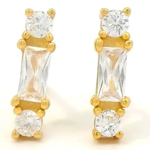 Kris Nations – Baguette Bar Stud Earrings in 18k Gold Vermeil