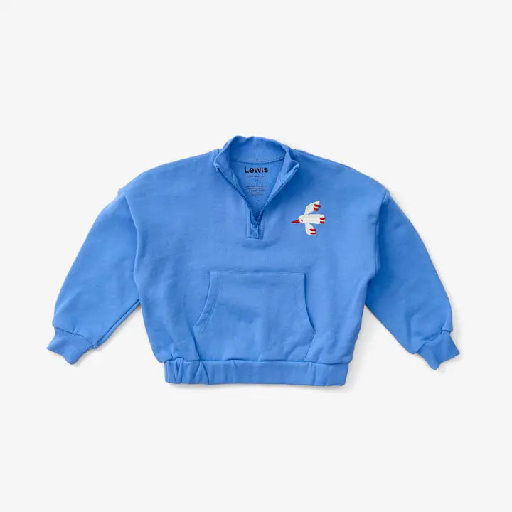 Lewis – Quarter Zip Sweatshirt in Ocean Bird
