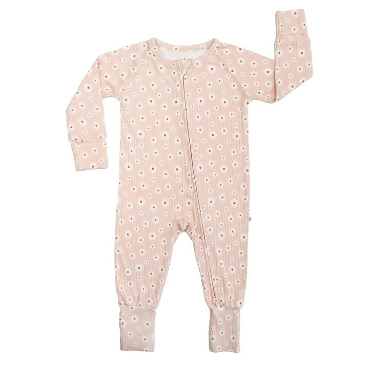 Emerson And Friends – Ribbed Bamboo Convertible Sleeper in Pink Daisy