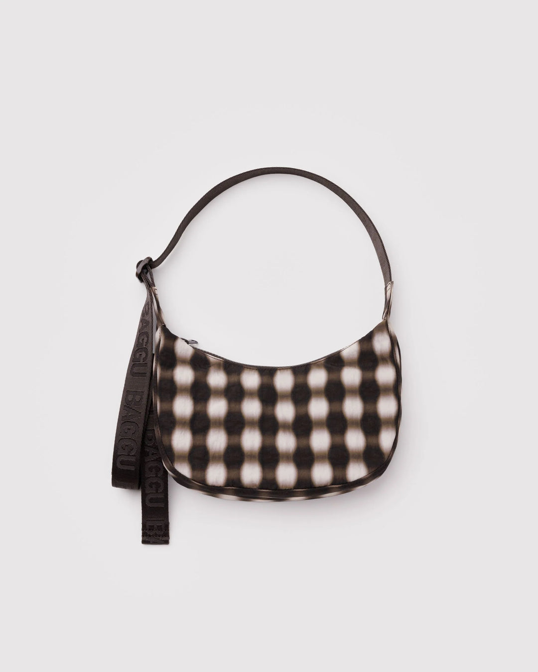 BAGGU - Small Nylon Crescent Bag in Blurred Gingham