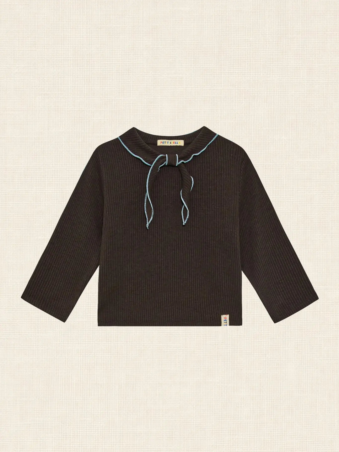 Petit Stella - Bow Scarf Rib Top in Chocolate
