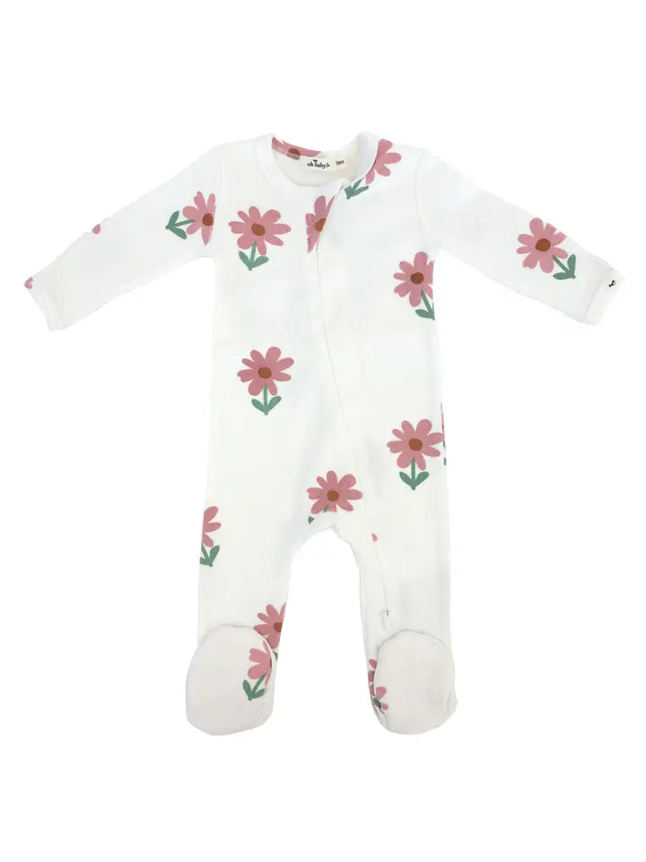 oh baby! – Zipper Footie in Daisies