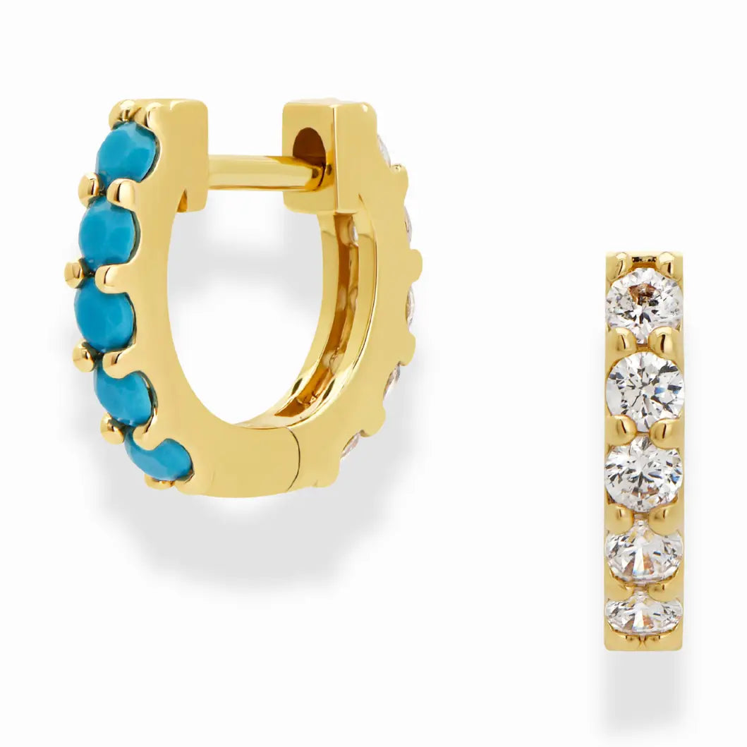 Mod + Jo - Harlow Reversible Birthstone Huggies in December Turquoise