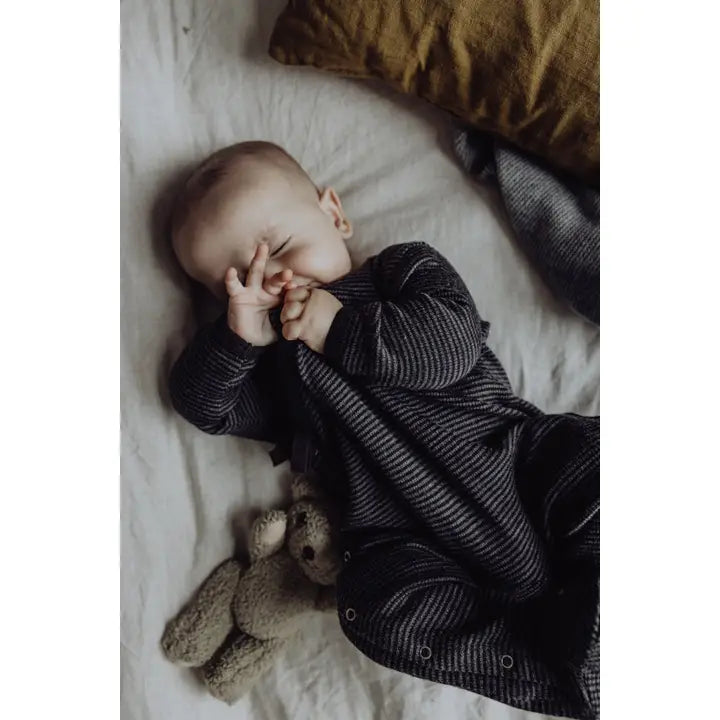 Finch & Fable - Wool Rib Footie in Storm Stripe