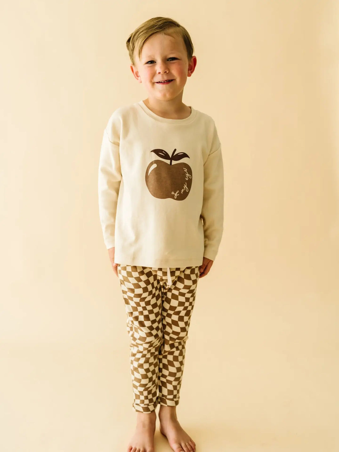 MakeMake Organics - Organic Longsleeve Tee + Pants Set in Apple Check