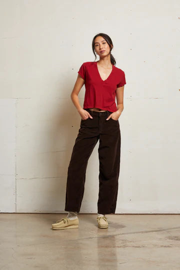 Perfect White Tee - Alanis Recycled V-Neck in Maple