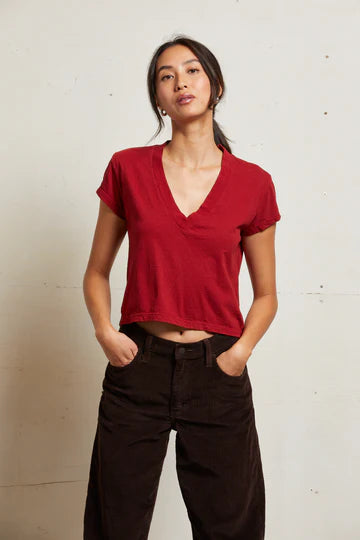 Perfect White Tee - Alanis Recycled V-Neck in Maple