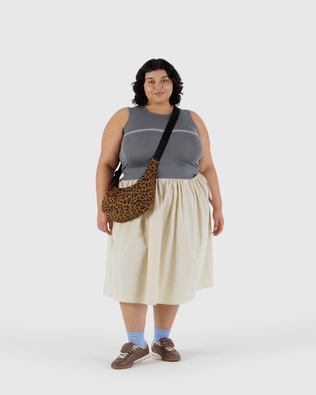 BAGGU - Medium Nylon Crescent Bag in Leopard