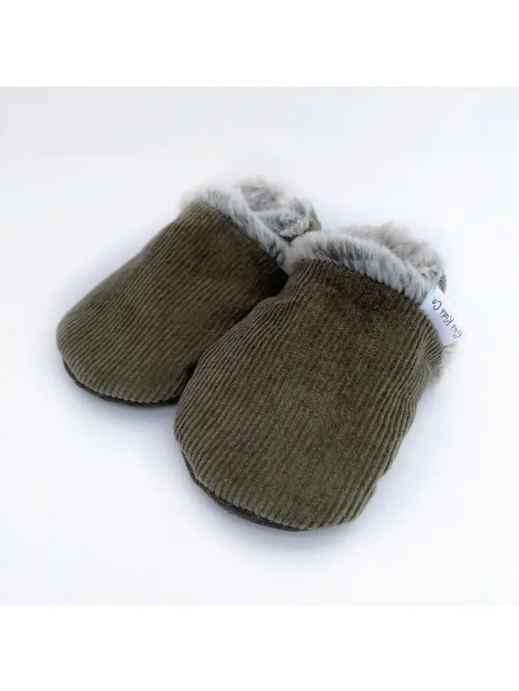 Gus Kids Co. – Olive Corduroy Fur-Lined Baby Shoes