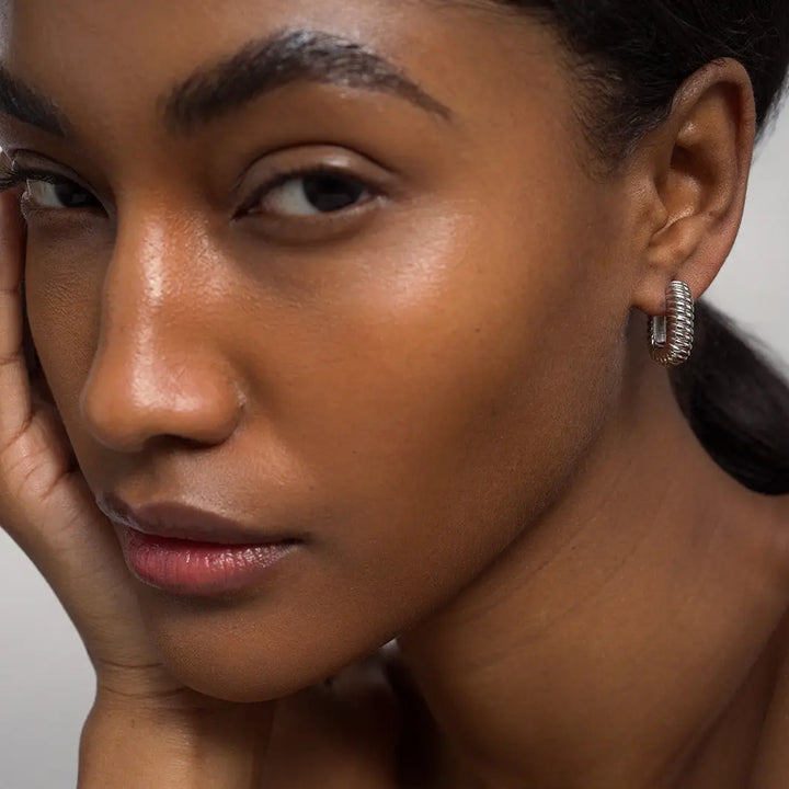 Mod + Jo - Elly French Rope Hoops in Silver Plate