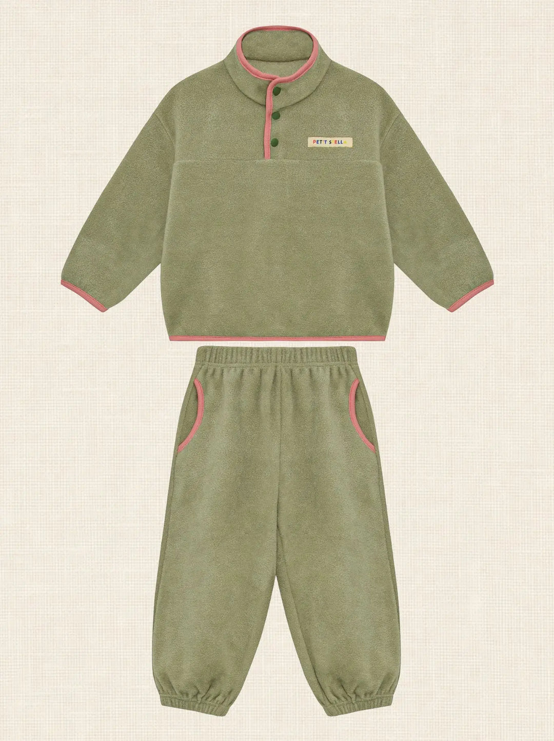 Petit Stella - Fleece Play Set in Olive and Pink